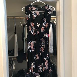 Black Floral Wrap Dress